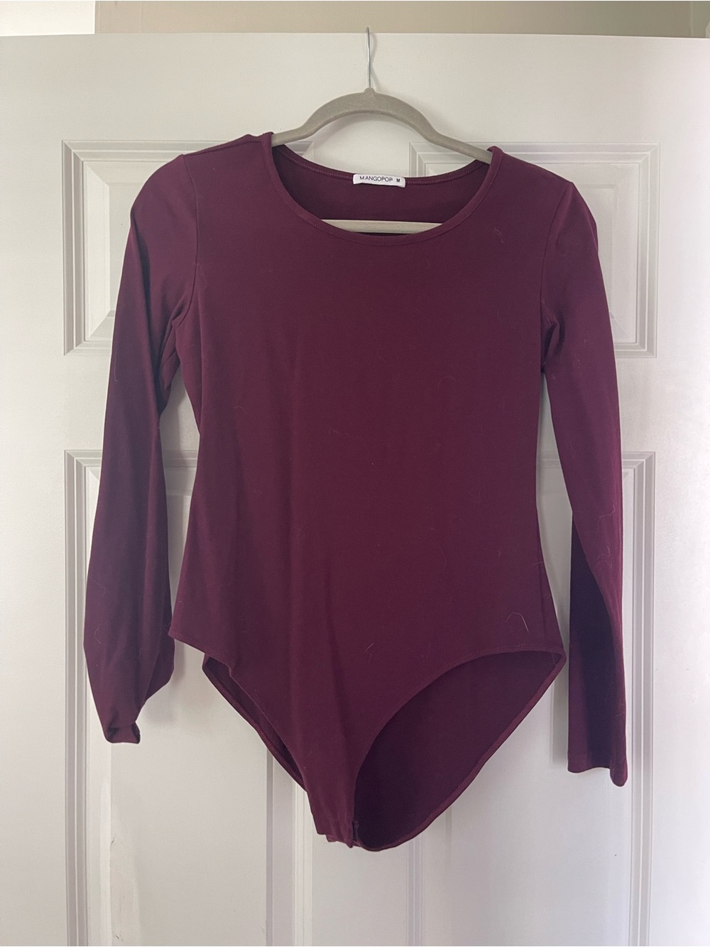 Mango Wine Long-Sleeve Scoop Neck Bodysuit